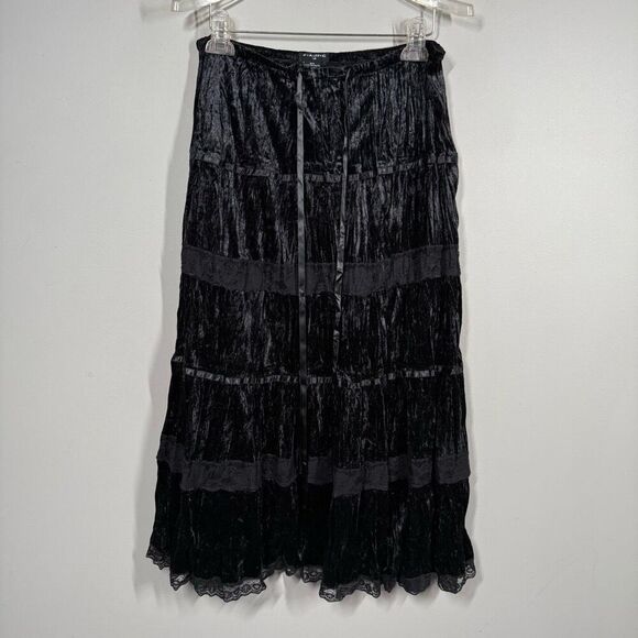 FANG Dresses & Skirts - Velvet crinkle tiered black maxi skirt medium